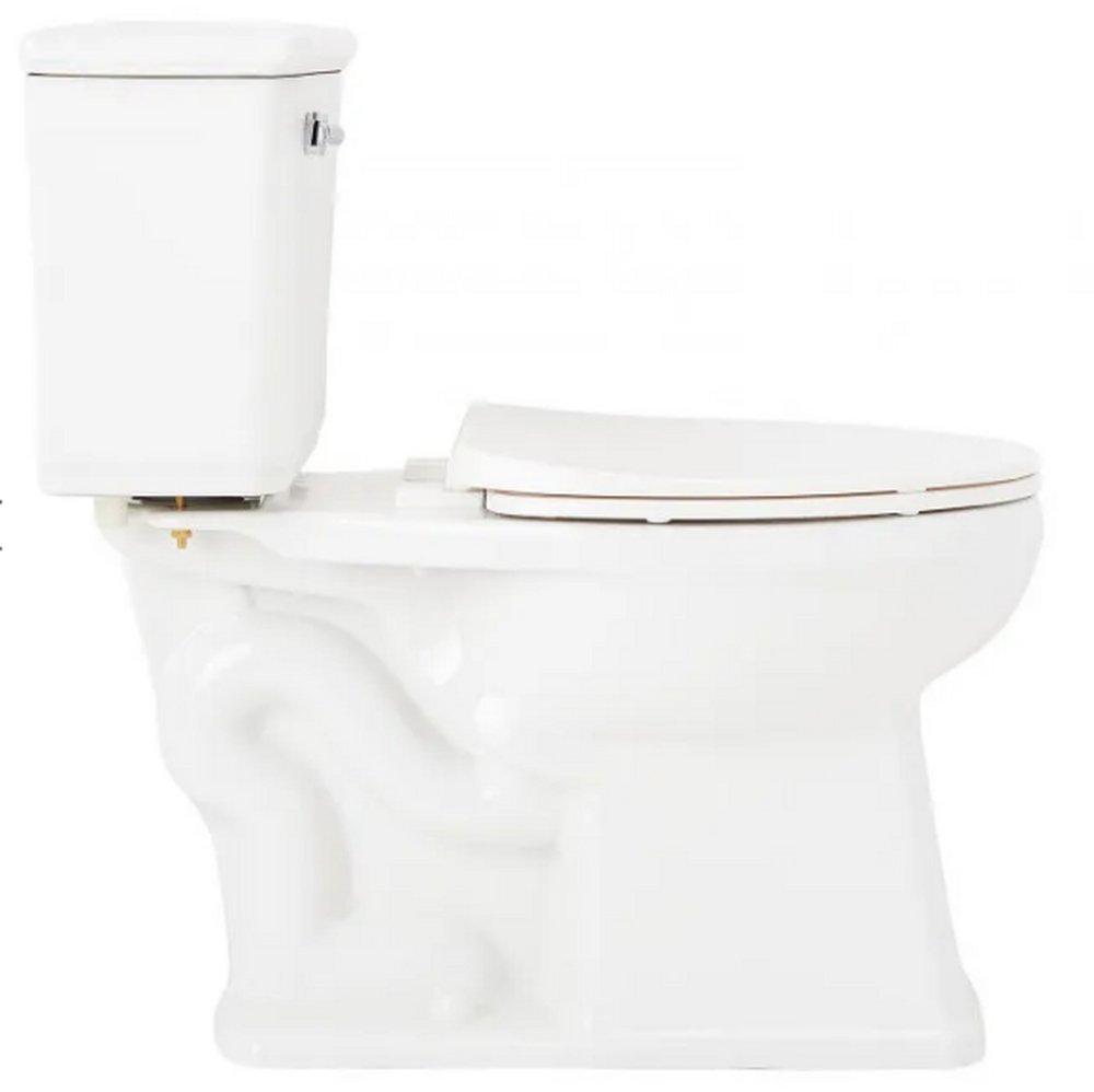 Signature Hardware White 1.28 gpf Elongated Floor Mount Two Piece Toilet 