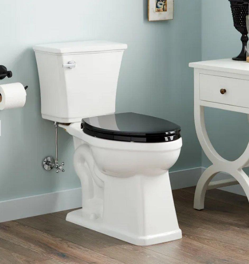 Signature Hardware White/Black 1.28 gpf Elongated Floor Mount Two Piece Toilet 