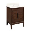 *CVR* 24 TEAK VANITY WITH RECTANGULAR UNDERMOUNT SINK JAVA ARCTIC WHITE QUARTZ SINGLE HOLE 
