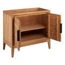 Signature Hardware Natural Teak Floor Mount Vanity in Natural Teak with Arctic White Quartz 
