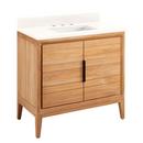 *CVR* 36 TEAK VANITY WITH RECTANGULAR UNDERMOUNT SINK NATURAL TEAKARCTIC WHITE QUARTZ WIDESPREAD 