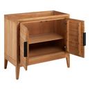 *CVR* 36 TEAK VANITY WITH RECTANGULAR UNDERMOUNT SINK NATURAL TEAKARCTIC WHITE QUARTZ WIDESPREAD 