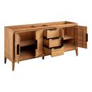 *CVR* 72 DOUBLE VANITY WITH RECT UNDERMOUNT SINKS NATURAL TEAK ARCTIC WHITE QUARTZ SINGLE HOLE 