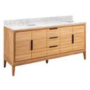 *CVR* 72 DOUBLE VANITY WITH UNDERMOUNT SINKS NATURAL TEAK CARRARA MARBLE WIDESPREAD 