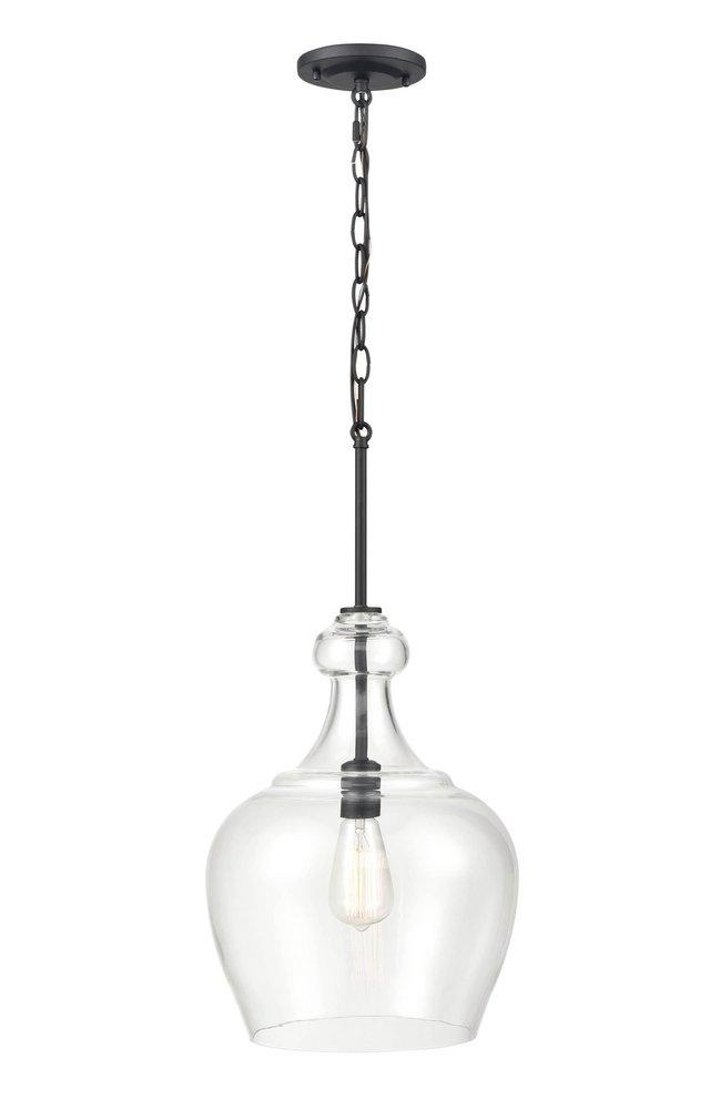 1-Light Pendant Light in Matte Black 