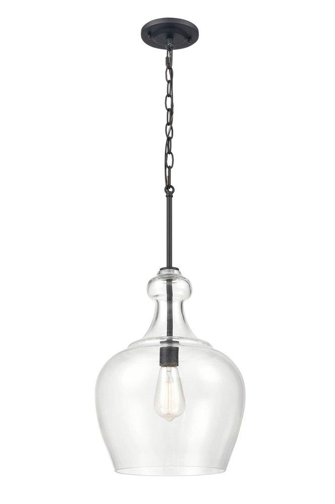 1-Light Pendant Light in Matte Black 