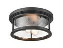 2-Light Outdoor Flush Mount Ceiling Fixture in Powder Coated Black 