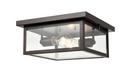 2-Light Outdoor Flush Mount Ceiling Fixture in Powder Coated Bronze 