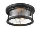 2-Light Outdoor Flush Mount Ceiling Fixture in Powder Coated Black 