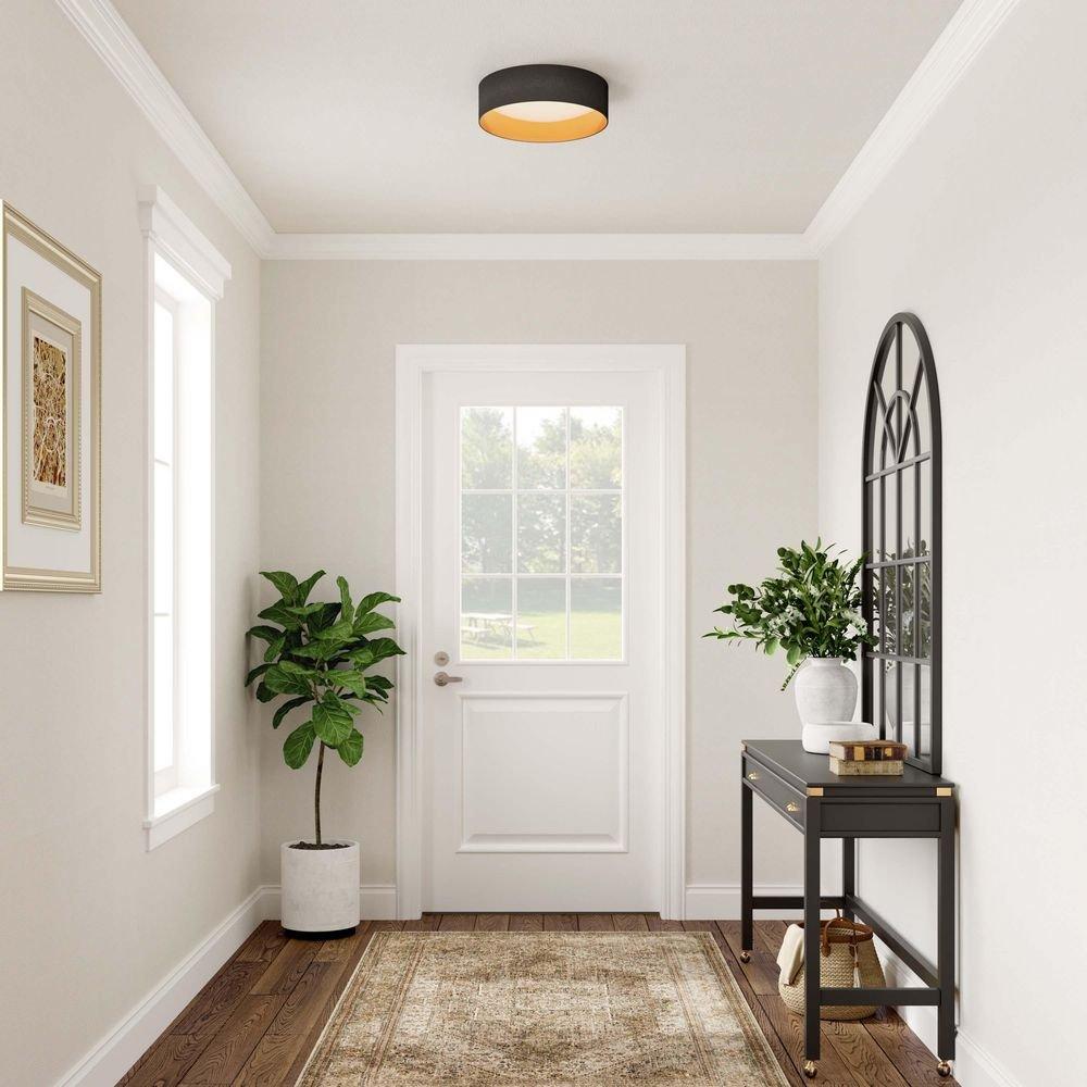 1-Light Flush Mount Ceiling Light in Burnished Gold 