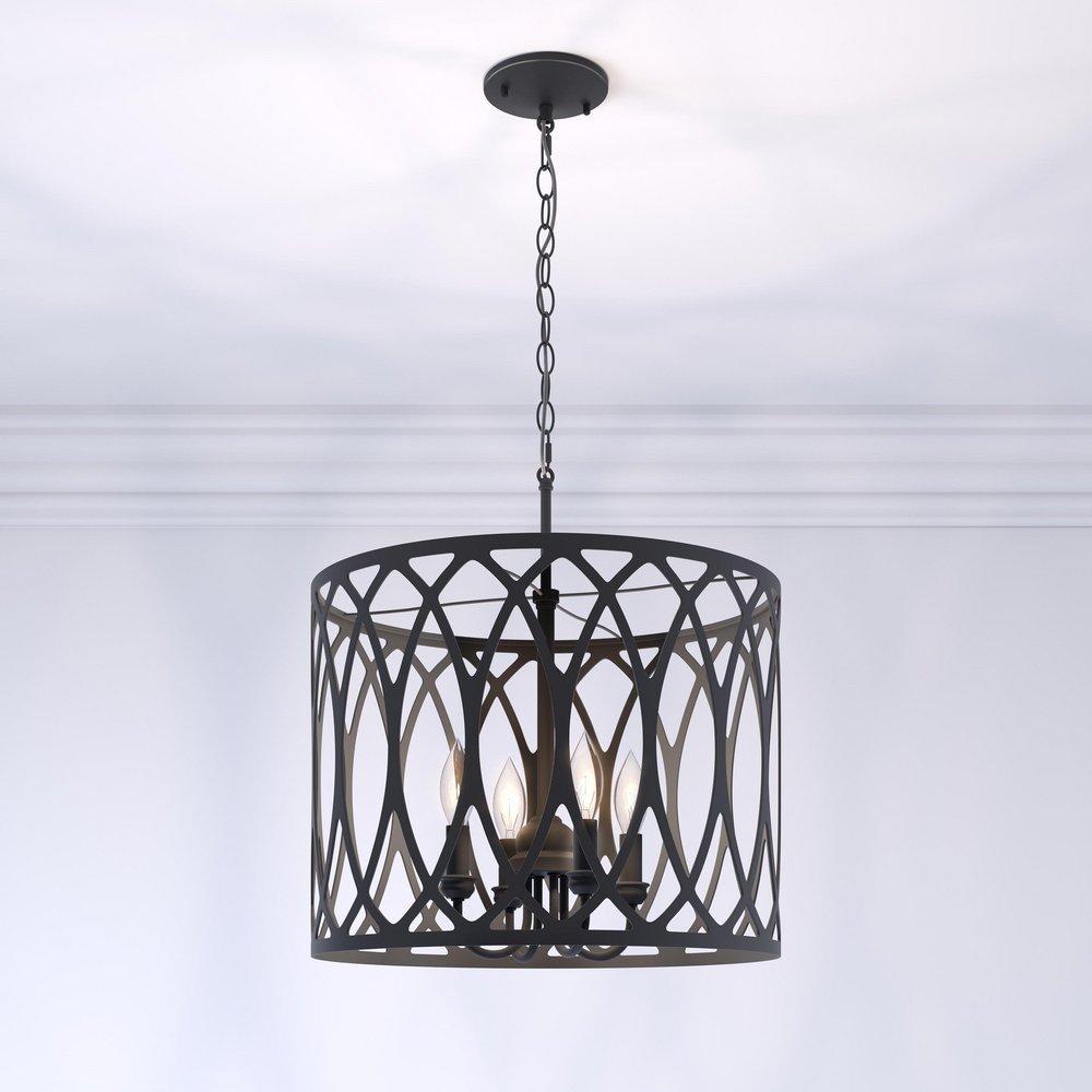 4-Light Pendant Light in Matte Black 