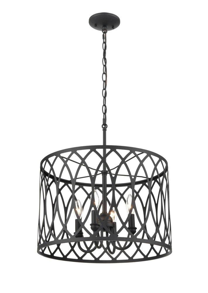 4-Light Pendant Light in Matte Black 