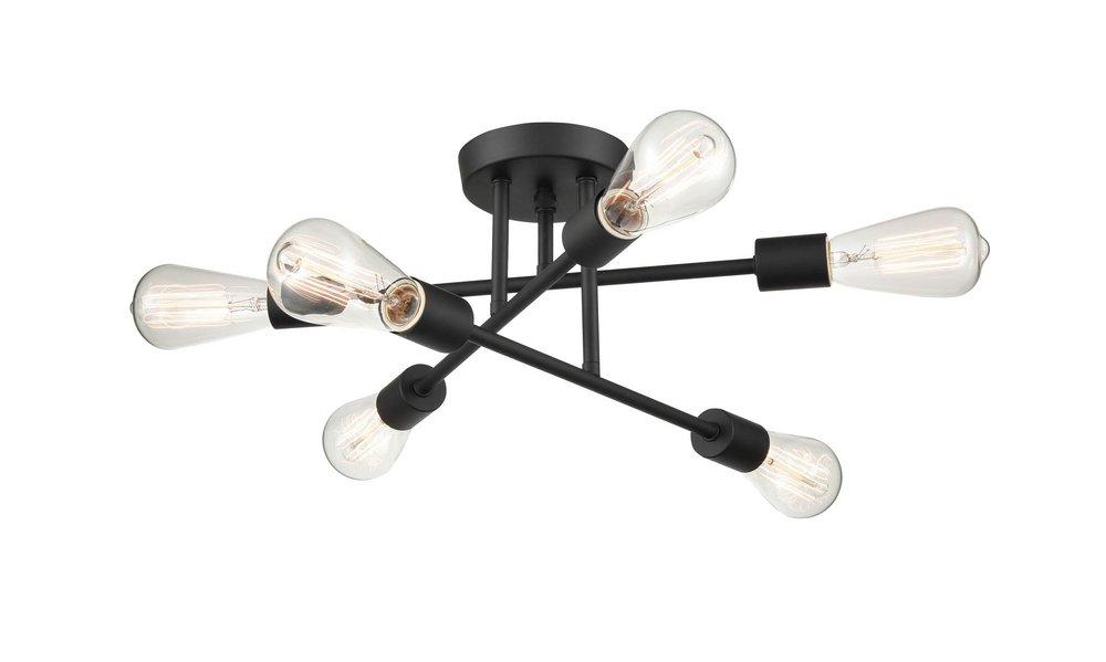 6-Light Semi-Flush Mount Ceiling Light in Matte Black 