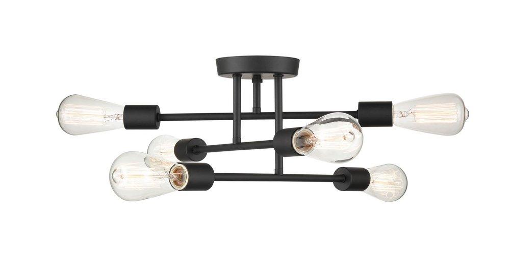 6-Light Semi-Flush Mount Ceiling Light in Matte Black 