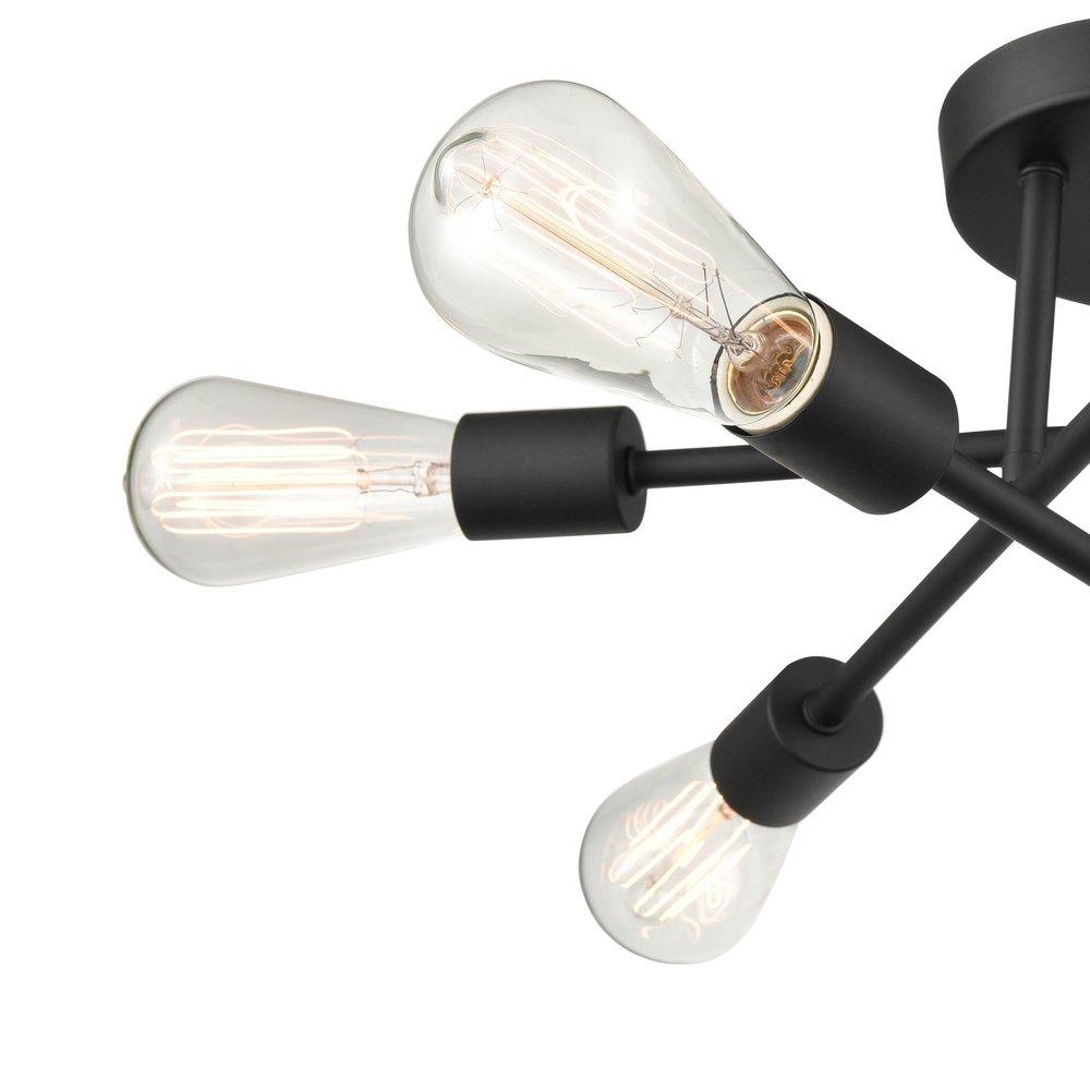 6-Light Semi-Flush Mount Ceiling Light in Matte Black 