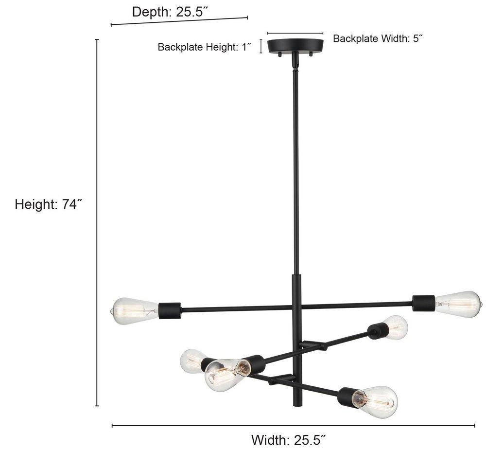 6-Light Pendant Light in Matte Black 