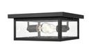 2-Light Outdoor Flush Mount Ceiling Fixture in Powder Coated Black