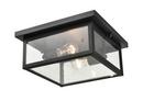 2-Light Outdoor Flush Mount Ceiling Fixture in Powder Coated Black 