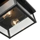 2-Light Outdoor Flush Mount Ceiling Fixture in Powder Coated Black 