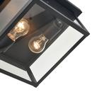 2-Light Outdoor Flush Mount Ceiling Fixture in Powder Coated Black 