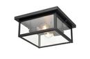 2-Light Outdoor Flush Mount Ceiling Fixture in Powder Coated Black 
