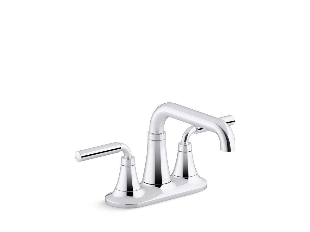 KOHLER Polished Chrome Two Handle Centerset Bathroom Sink Faucet 
