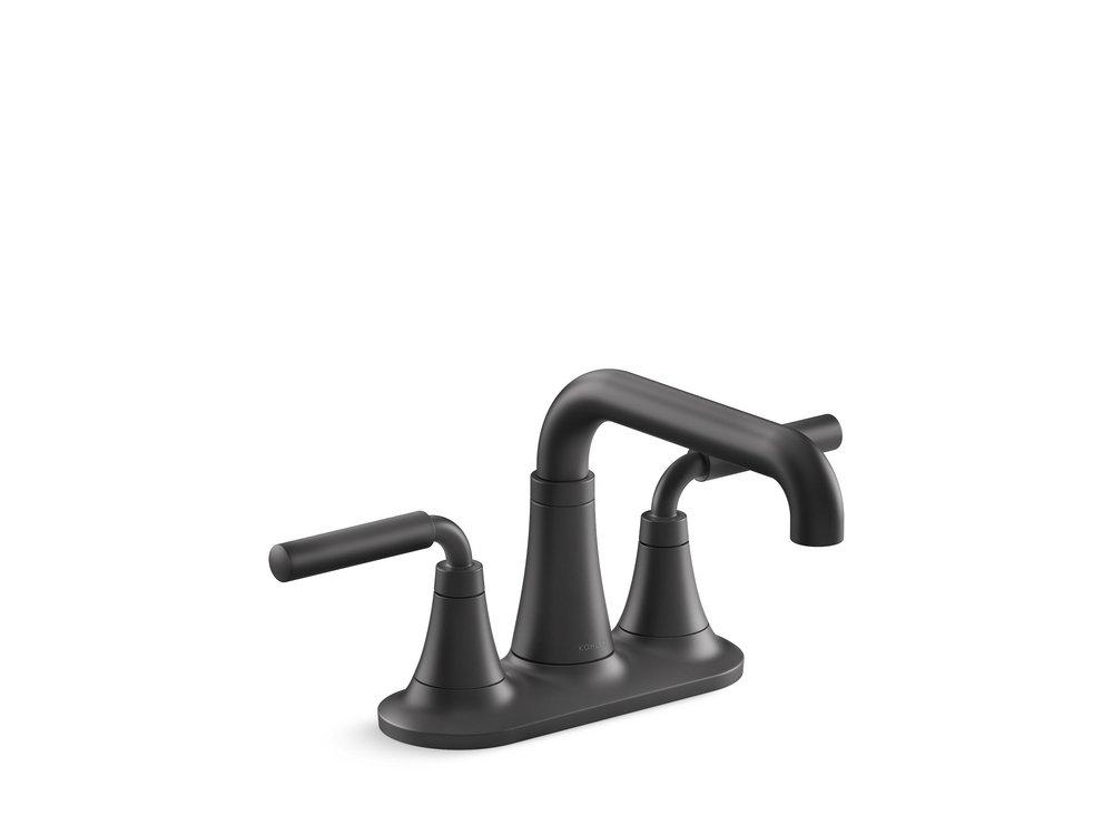 KOHLER Matte Black Two Handle Centerset Bathroom Sink Faucet 