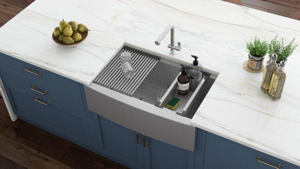 Ruvati 33 x 22 in. No Hole 1 Bowl Farmhouse Kitchen Sink 