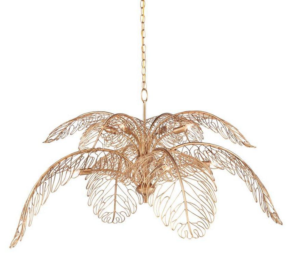 Currey and Company Brass 25-3/4 x 49-3/4 in. 60W 2-Tier 8-Light Botanical Chandelier 