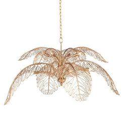25-3/4 x 49-3/4 in. 60W 2-Tier 8-Light Botanical Chandelier in Brass