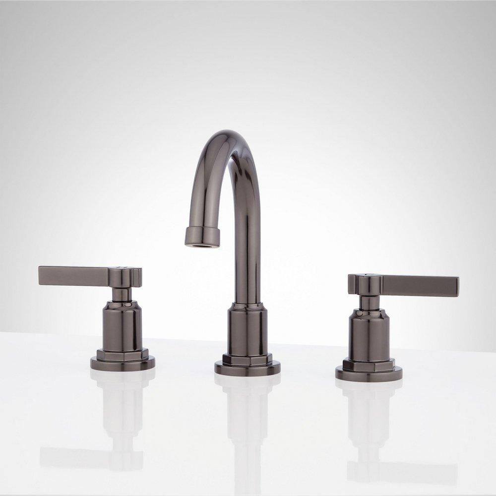 Signature Hardware Gunmetal Two Handle Widespread Bathroom Sink Faucet 