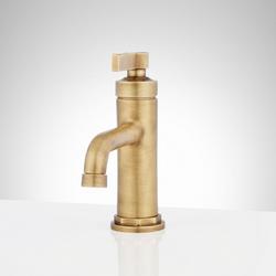 Single Handle Monoblock Bathroom Sink Faucet in Aged Brass