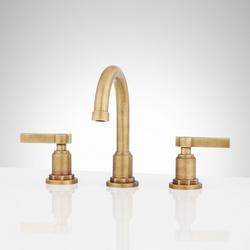 Two Handle Widespread Bathroom Sink Faucet in Aged Brass
