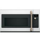 Cafe&trade; Matte White/Brushed Bronze 1700W 1.7 cu. ft. Ductless Over the Range Microwave 