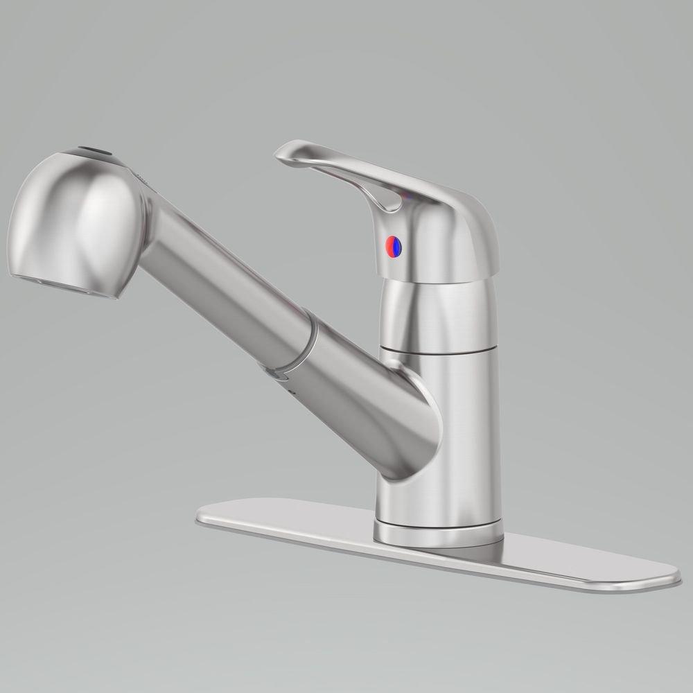 PROFLO&reg; Brushed Nickel Single Handle Pull Out Kitchen Faucet 