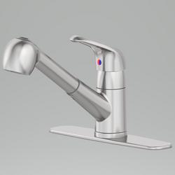 Single Handle Pull Out Kitchen Faucet in Brushed Nickel