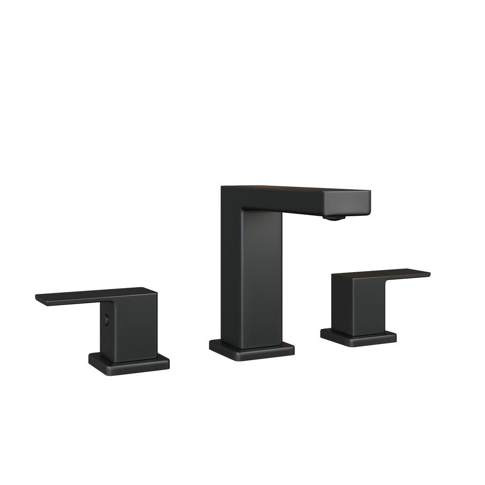 Two Handle Widespread Bathroom Sink Faucet Matte Black 