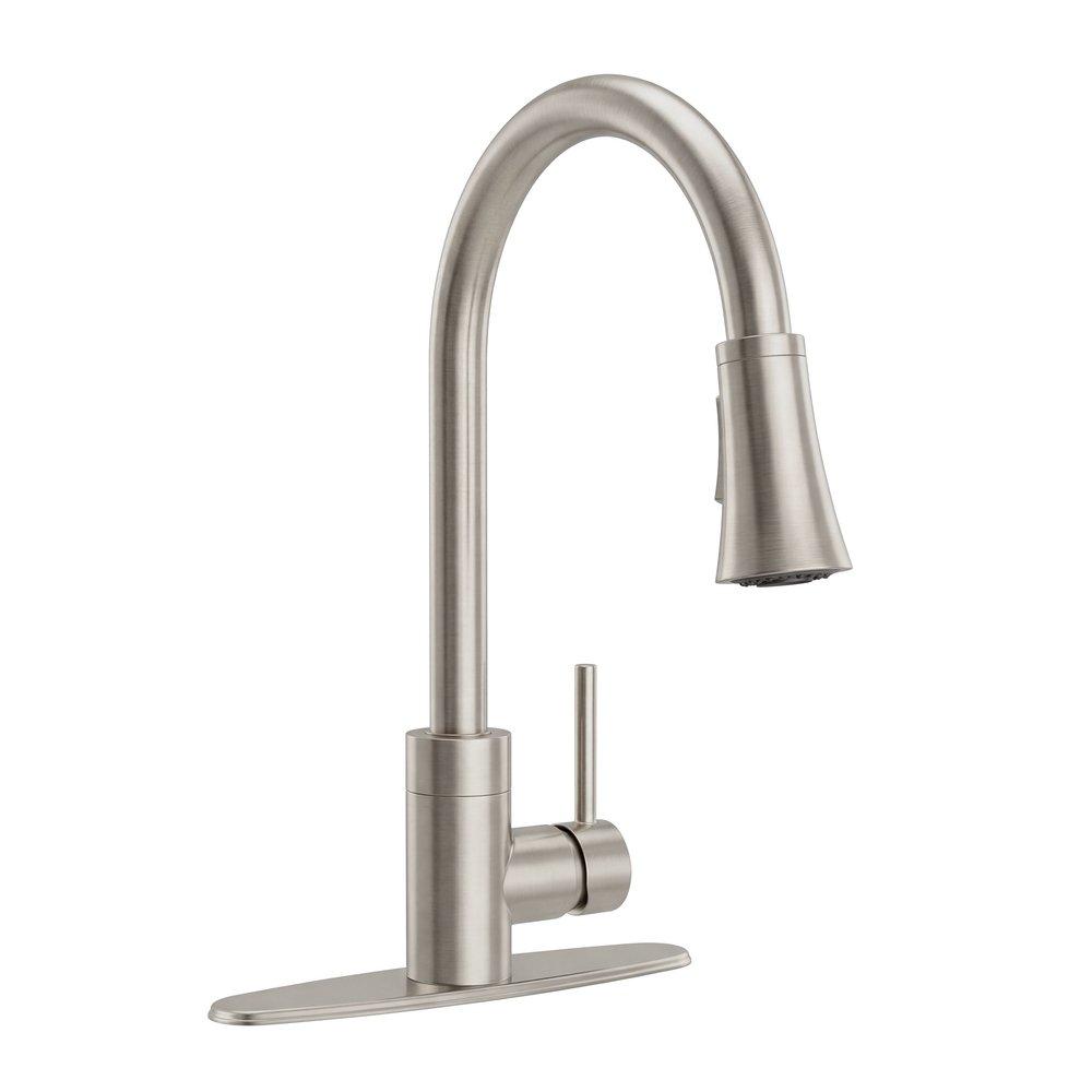 PROFLO&reg; Brushed Nickel Pull Down Monoblock Kitchen Faucet 