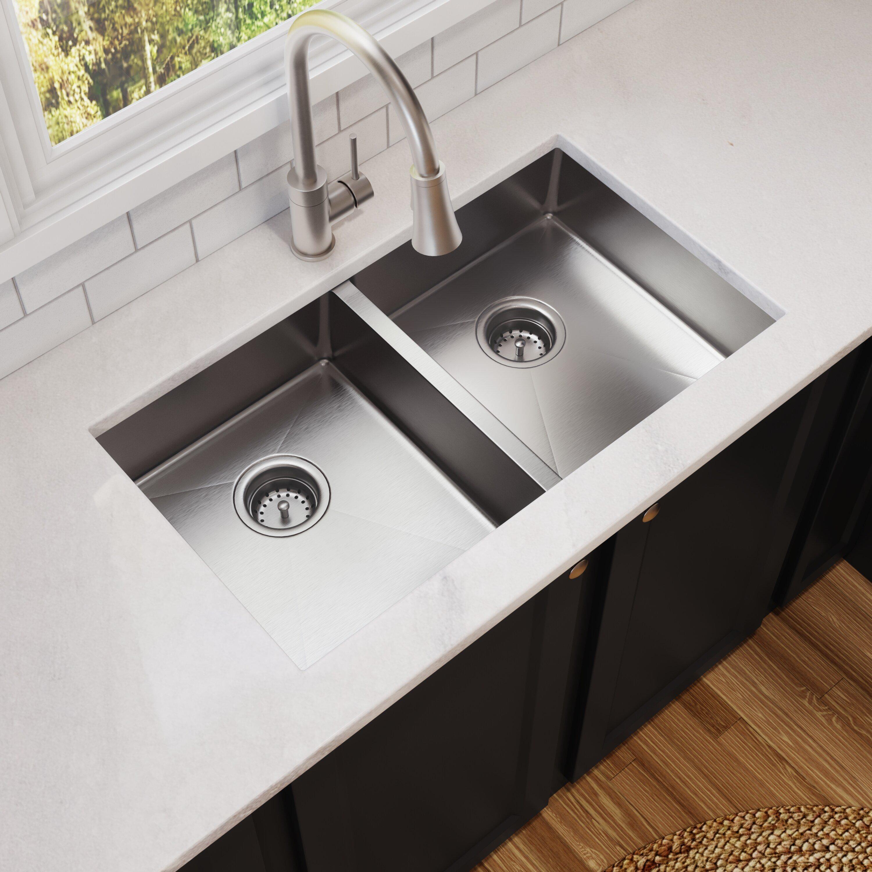 PROFLO&reg; Brushed Nickel Pull Down Monoblock Kitchen Faucet 