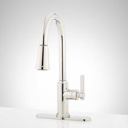 Single Handle Pull Down Kitchen Faucet in Polished Nickel