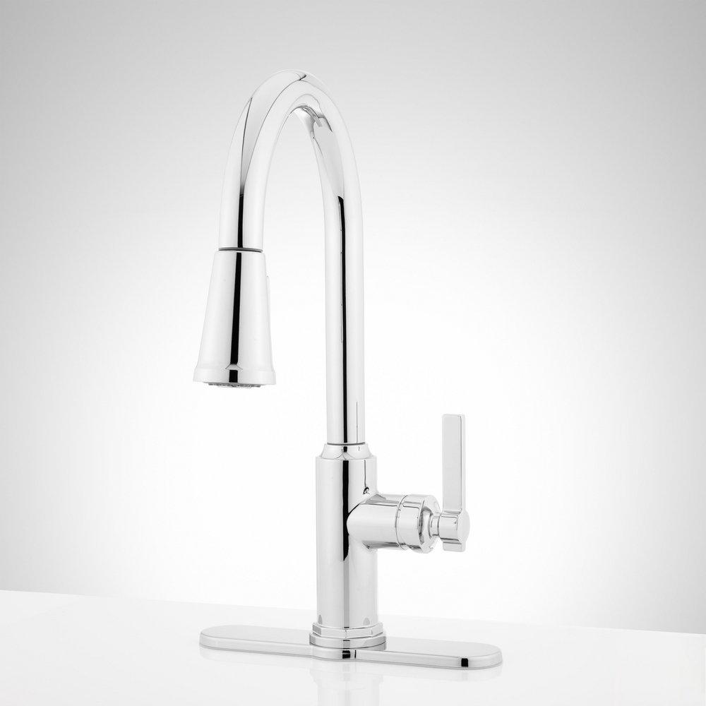 Signature Hardware Chrome Single Handle Pull Down Kitchen Faucet 