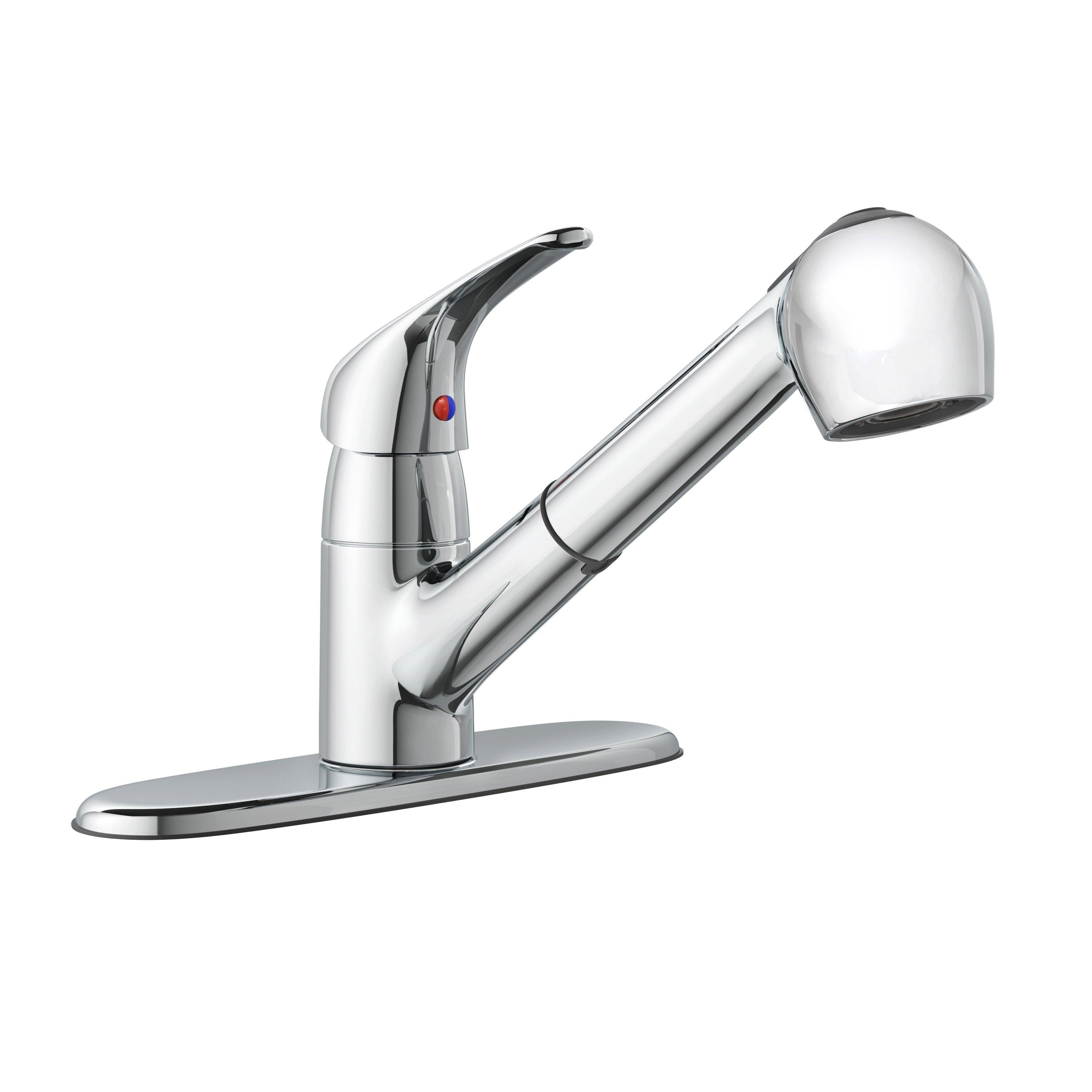 PROFLO&reg; Chrome Single Handle Pull Out Kitchen Faucet 