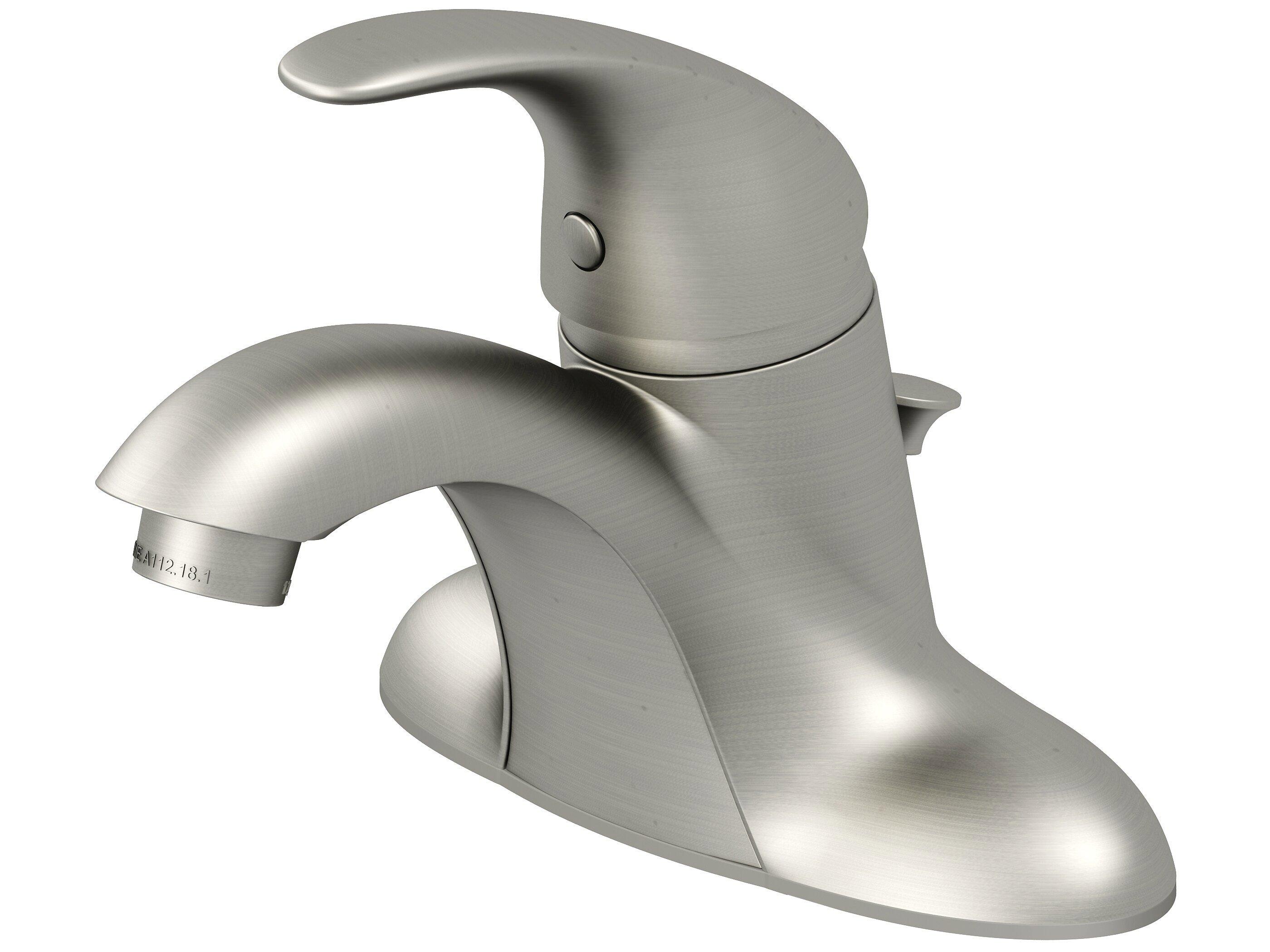 PROFLO&reg; Brushed Nickel Single Handle Centerset Bathroom Sink Faucet 