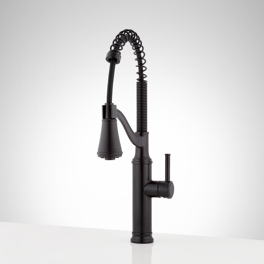 Signature Hardware Matte Black Pull Down Kitchen Faucet 
