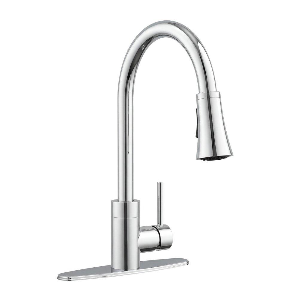 PROFLO&reg; Chrome Pull Down Monoblock Kitchen Faucet 