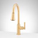 Single Handle Pull Down Kitchen Faucet in Brushed Gold