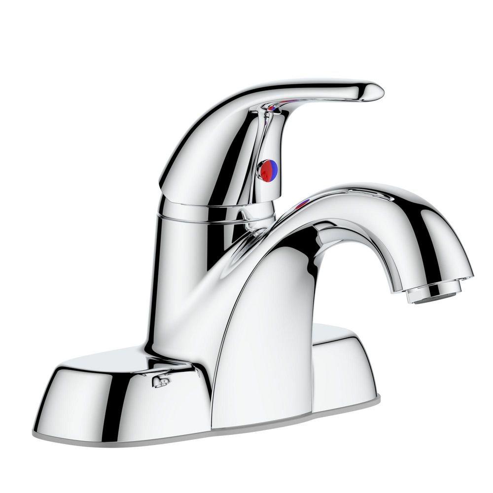 PROFLO&reg; Chrome Single Handle Centerset Bathroom Sink Faucet 