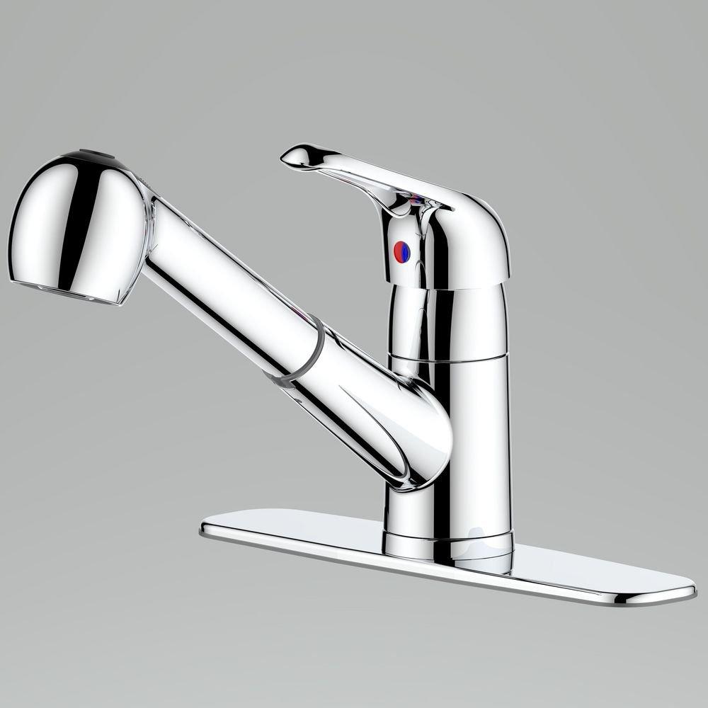 PROFLO&reg; Chrome Single Handle Pull Out Kitchen Faucet 
