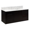 48 WALLMOUNT VANITY WITH RECTANGULAR UNDERMOUNT SINK BLACK CARRARA MARBLE WIDESPREAD 