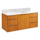 48 WALLMOUNT VANITY WITH RECTANGULAR UNDERMOUNT SINK HONEY OAK CARRARA MARBLE WIDESPREAD 